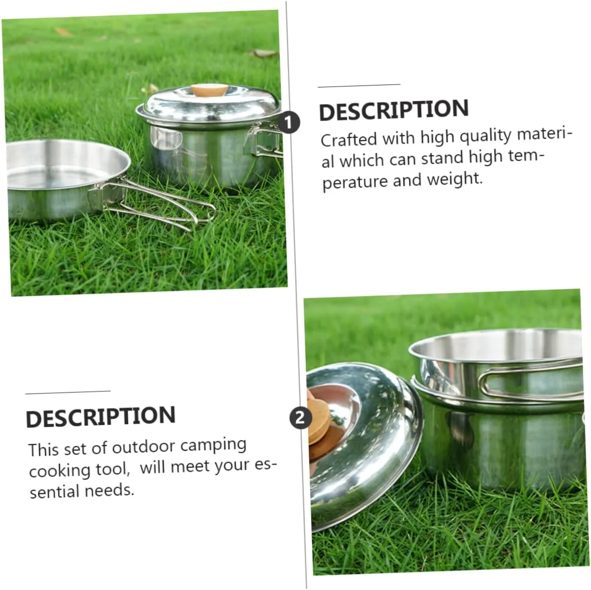 HANABASS 2pcs Picnic Pan Set Outdoor Camping Cookware Outdoor Cooking Supplies Outdoor Cookware Portable Picnic