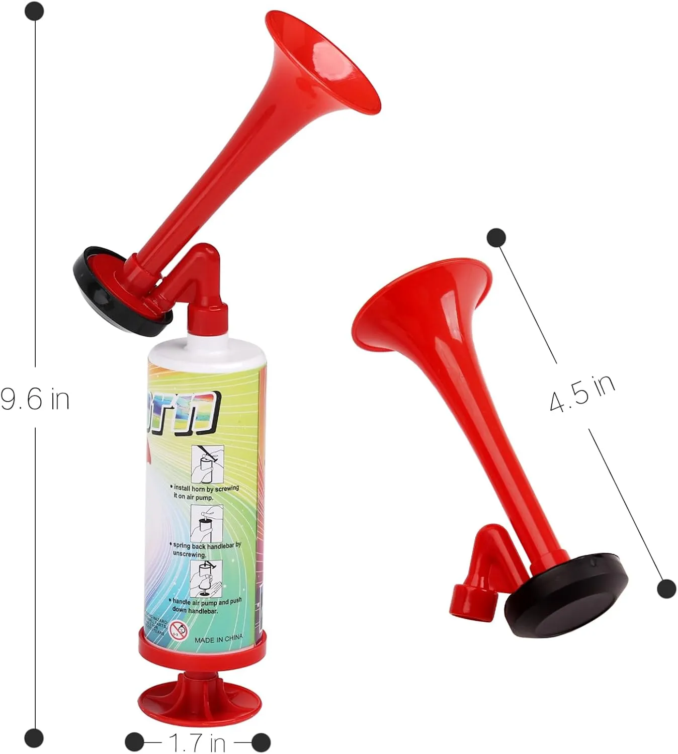 Handheld Horn, BANHAO Football Air Horn Hand Push Pump Children Party Noisemaker Cheer-leading Fans 2pcs