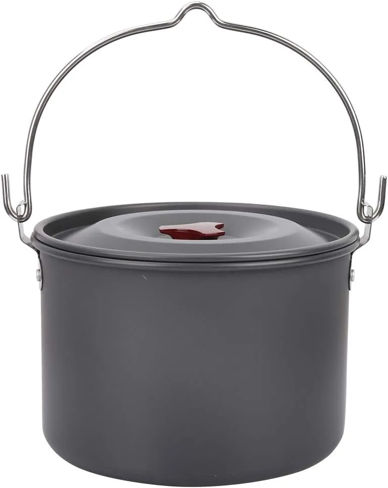 Hanging Pot Camping Pot Cookware, Portable Single Cooking Pot for Outdoor Camping Hiking Picnic Cooking
