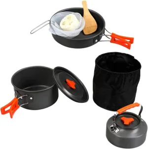 Happyyami 1Set Portable Camping Cookware Lightweight Cookware Kit for Outdoor Cooking for Picnics Hiking and Camping Activities Durable and Easy to Store