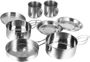 Happyyami Camping Hiking Picnic Cooking Pan Set Collapsible Pots Cooking Kit for 5-6 People