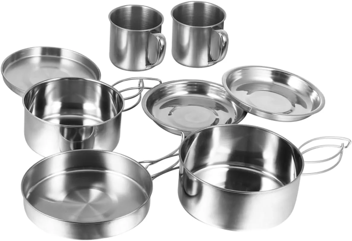 Happyyami Camping Hiking Picnic Cooking Pan Set Collapsible Pots Cooking Kit for 5-6 People