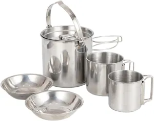 Happyyami Camping Kettle Set Collapsible Bowl Outdoor Cup Portable Cutlery Lightweight Picnic Tableware