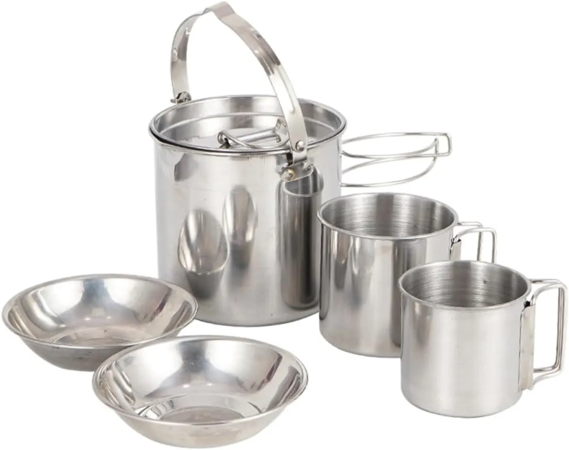 Happyyami Camping Kettle Set Collapsible Bowl Outdoor Cup Portable Cutlery Lightweight Picnic Tableware