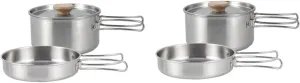 Happyyami Stainless Steel Stainless Steel Cooking Pot Folding Handle Camping Pot Multi-Function Frying Pan Frying