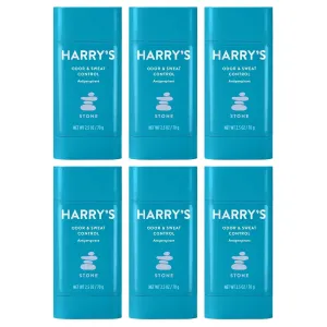 Harry's Deodorant & Antiperspirant - Odor & Sweat Control Antiperspirant for Men - Stone (6 Count)