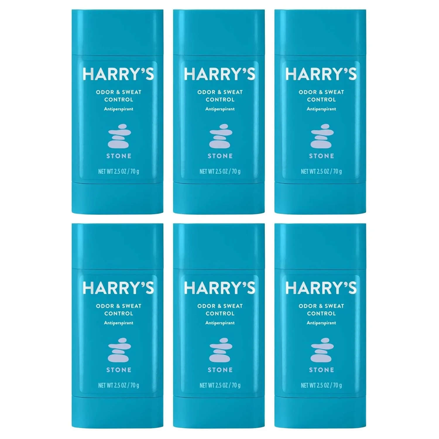 Harry's Deodorant & Antiperspirant - Odor & Sweat Control Antiperspirant for Men - Stone (6 Count)