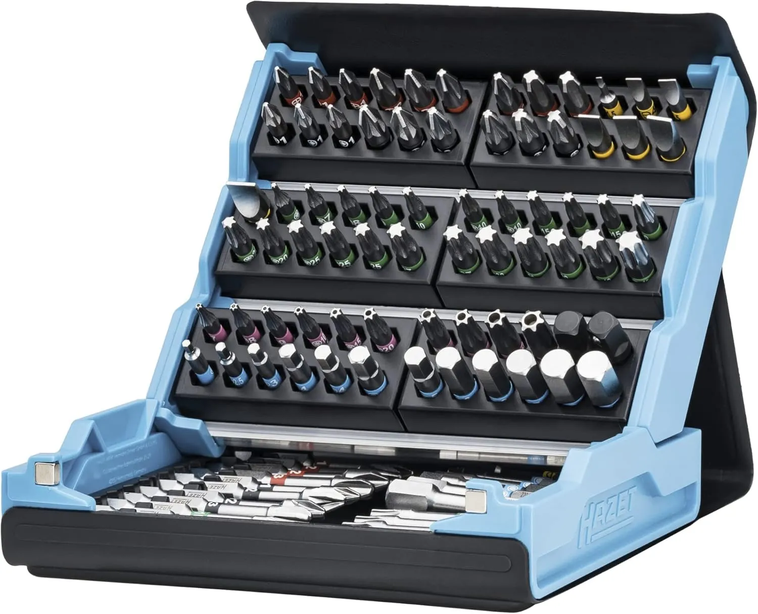 HAZET Smartcase bit set 2200SC-3 I 96-piece set, drive: hexagon 6.3 (1/4 inch), maximum number of tools in minimum space for best overview I foldable tool set