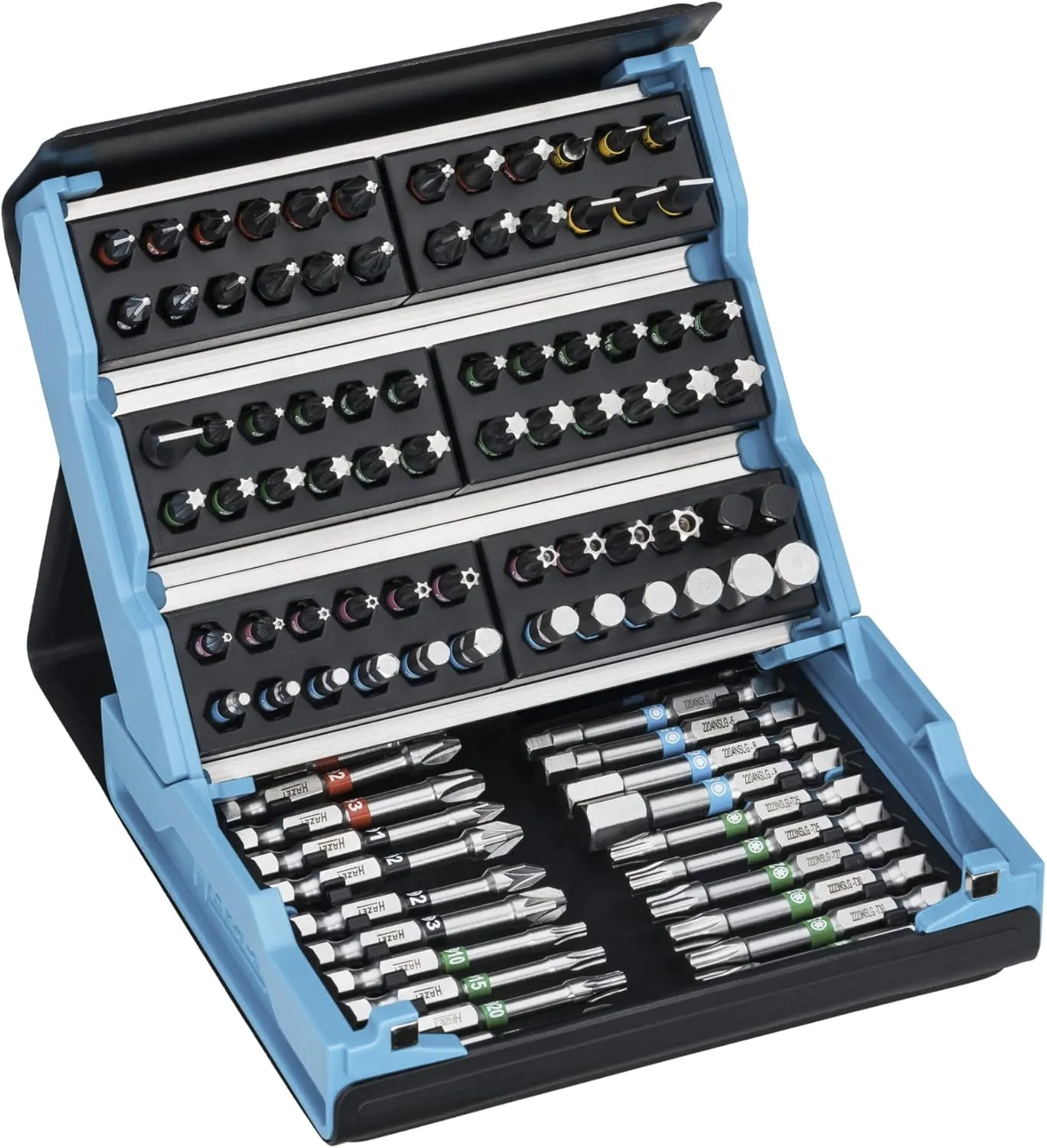 HAZET Smartcase bit set 2200SC-3 I 96-piece set, drive: hexagon 6.3 (1/4 inch), maximum number of tools in minimum space for best overview I foldable tool set