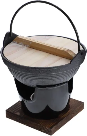 HEALLILY 1Set Camping Outdoor Cookware Lightweight Cast Sukiyaki Pot with Base for Picnic Hiking and Family Gatherings and Portable Design for and Stewing