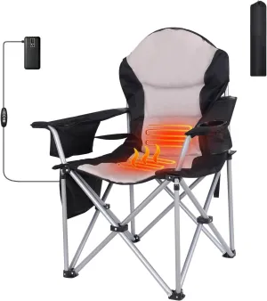 Heated Camping Chair, Heated Chair, Ski Chair, Folding Chair, Extra Wide & Thick Padding, Heavy Duty with Cooler Set of 1