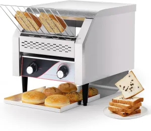 Heavy Duty Commercial Conveyor Toaster - 150/300/450 Slices/Hour, Stainless Steel Electric Toaster Oven for Bagels, Bread & More, Ideal for Restaurants and Cafés