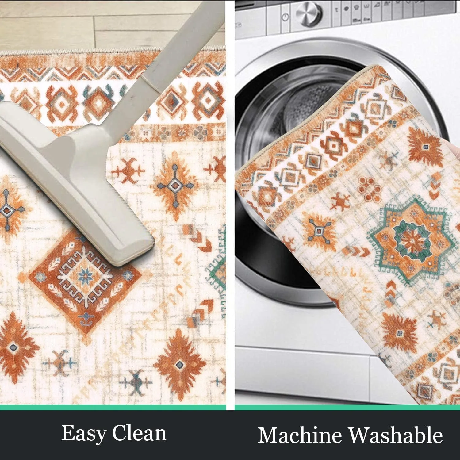 HEBE Boho Kitchen Rug Sets 3 Piece with Runner Non Slip Kitchen Rugs and Mats Washable Kitchen Mats for Floor Thick Kitchen Floor Mat Carpet Runner Rugs for Hallway Laundry Holiday Decor