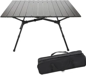 Height Adjustable Folding Camping Table Outdoor Lightweight Aluminum Tables of 4 Positions Ultralight Aluminum Frame Compact with Carry Bag for Camp, Beach, Picnic
