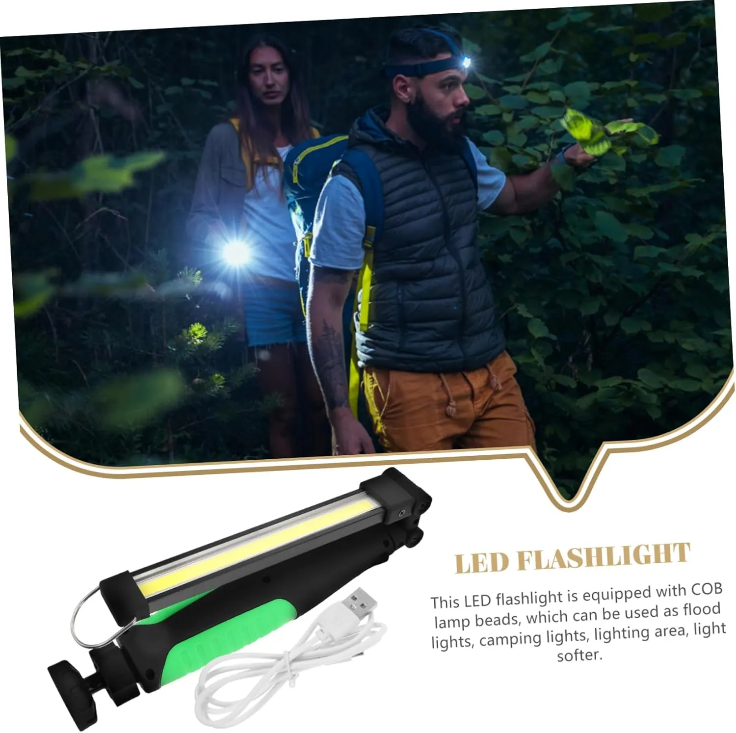 Hemoton Rechargeable Flashlight 360° Rotatable Led for Car Maintenance Camping Inspection