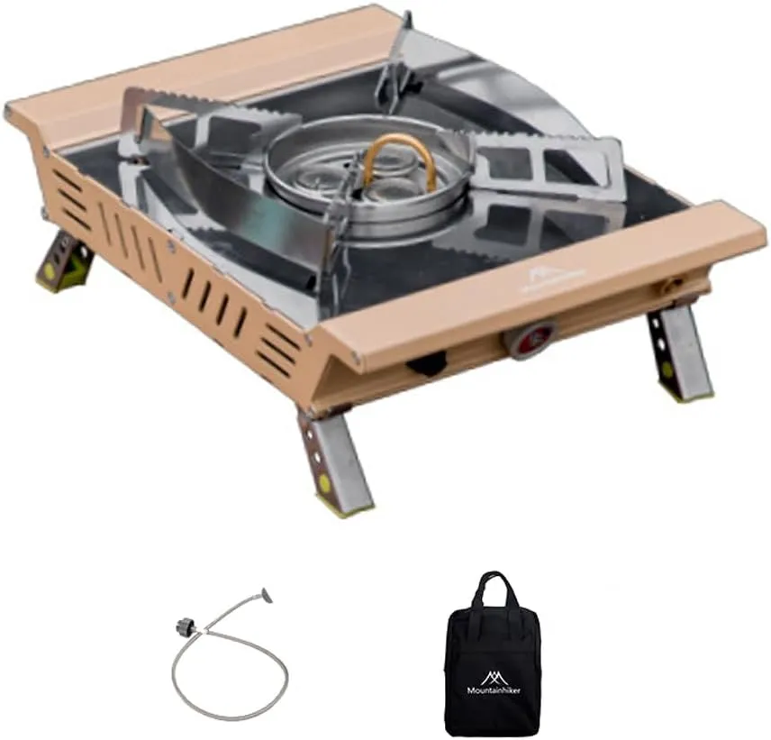 High Power Camping Stove Portable 3-Cores Gases Backpacking Stove with Adjustable Valve Connecting Hose Storage Bag for Outdoor Cooking Camping Picnic Hiking Barbecue