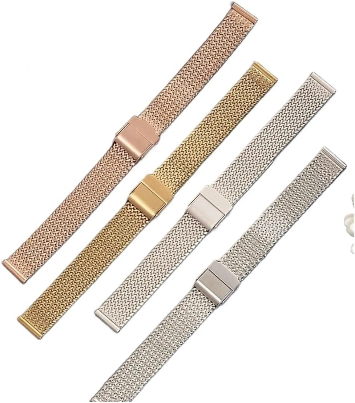 HMFang 14mm 18mm 20mm 22mm Quick Release Stainless Steel Braided Watch Strap Metal Milanese Watch Band For Watch Bracelet
