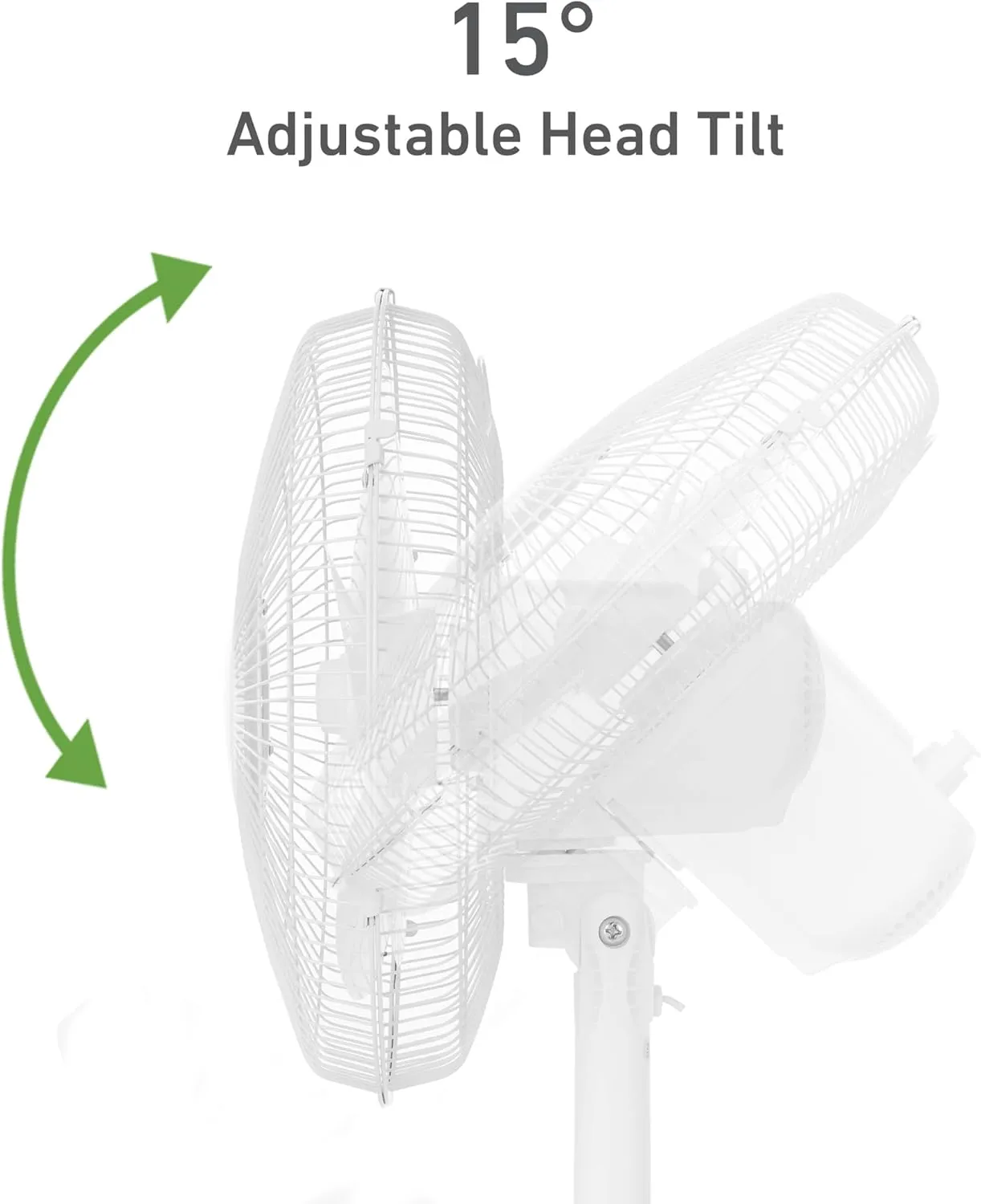 HOLMES 12" Table Fan, 75° Oscillation, 3 Speeds, 15° Adjustable Head Tilt, Ideal for Home, Bedroom or Office, White