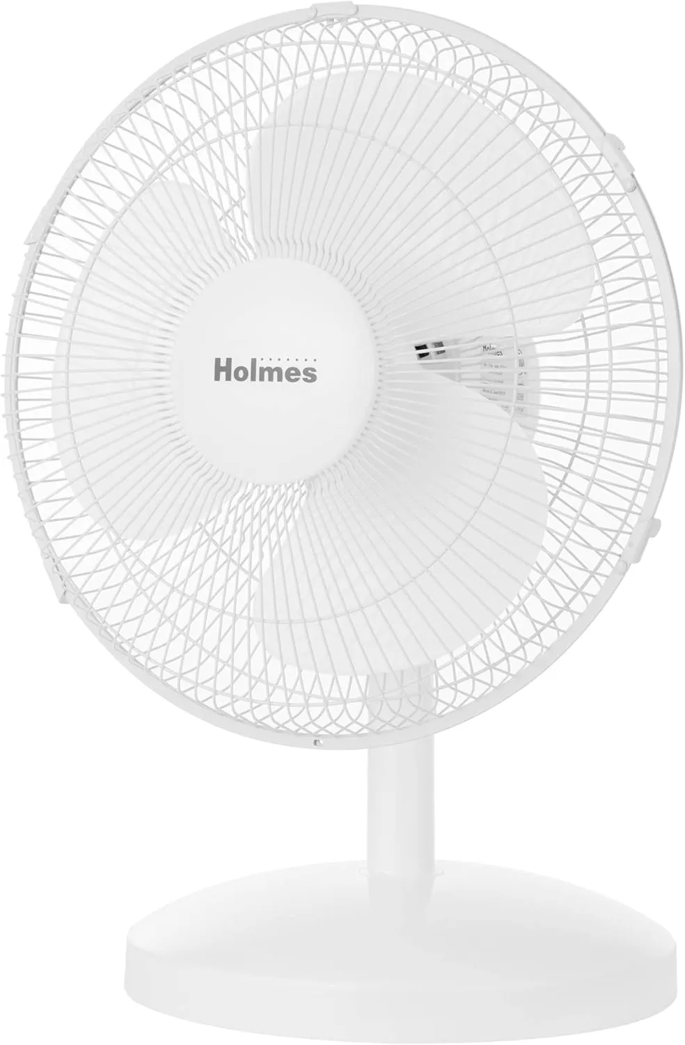 HOLMES 12" Table Fan, 75° Oscillation, 3 Speeds, 15° Adjustable Head Tilt, Ideal for Home, Bedroom or Office, White