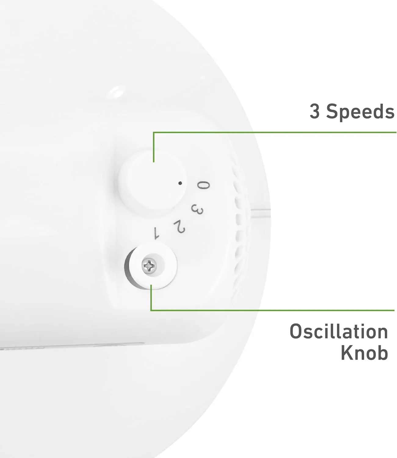 HOLMES 12" Table Fan, 75° Oscillation, 3 Speeds, 15° Adjustable Head Tilt, Ideal for Home, Bedroom or Office, White