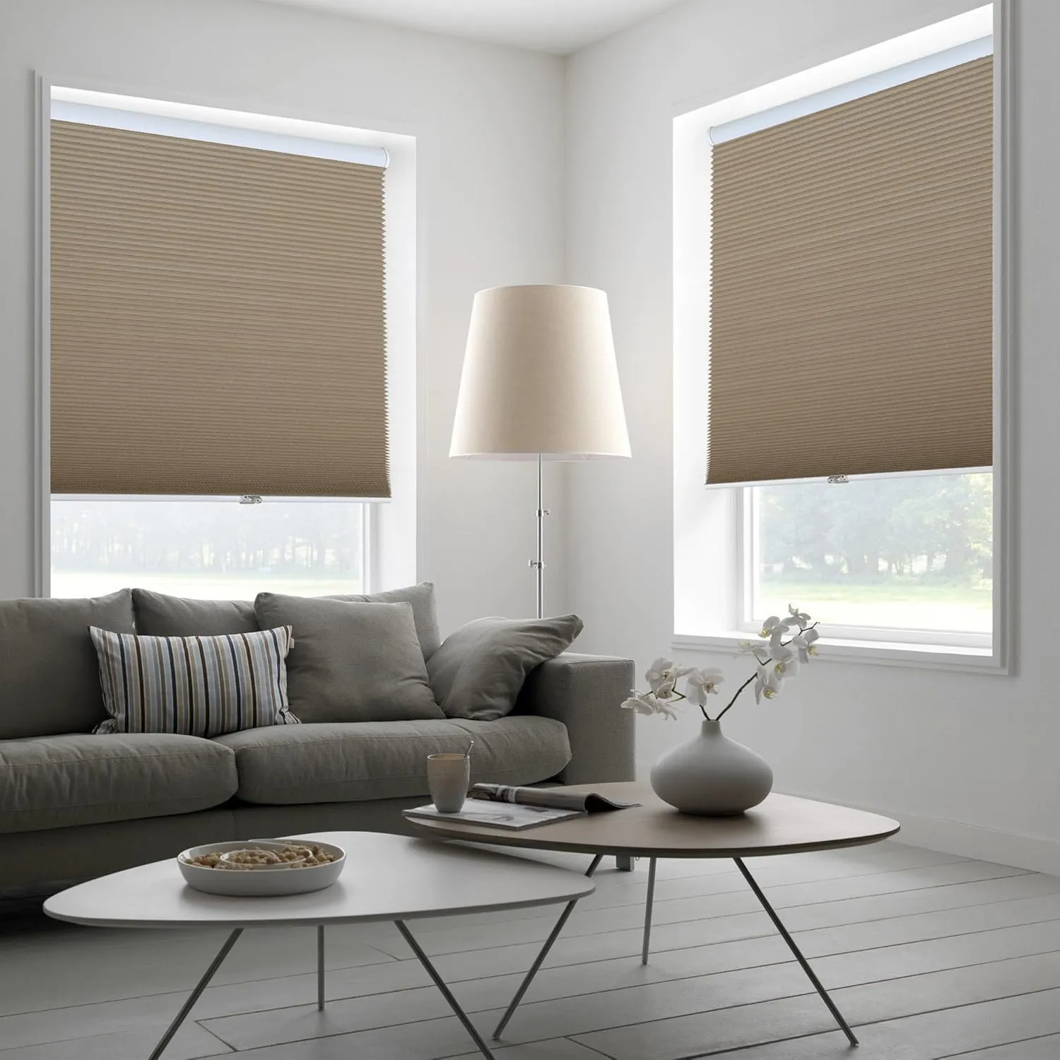 Homebox Cordless 100% Blackout Cellular Shades for Home,Shades for Indoor Windows, Honeycomb Blinds 25" W x 72" H Brown