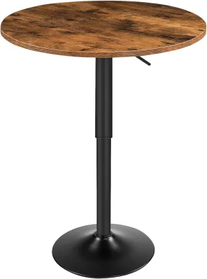 HOOBRO Bar Table, Height-Adjustable Round Pub Table 27-35.4 Inches with Sturdy Base, Modern Style, Easy to Assemble, Suitable for Small Space, Rustic Brown BF58BT01G1