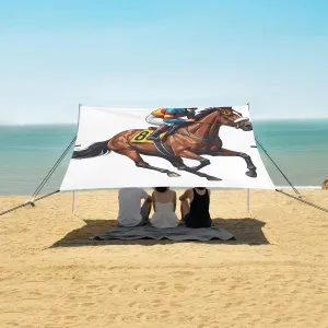Horse Racing Equestrian Beach Camping Tent Sun Shelter for Whole Family, Beach Shade Canopy with UPF50  UV Protection,Easy Set Up and Carry,Outdoor Shade for Trips, Fishing, Backyard Fun Picnic