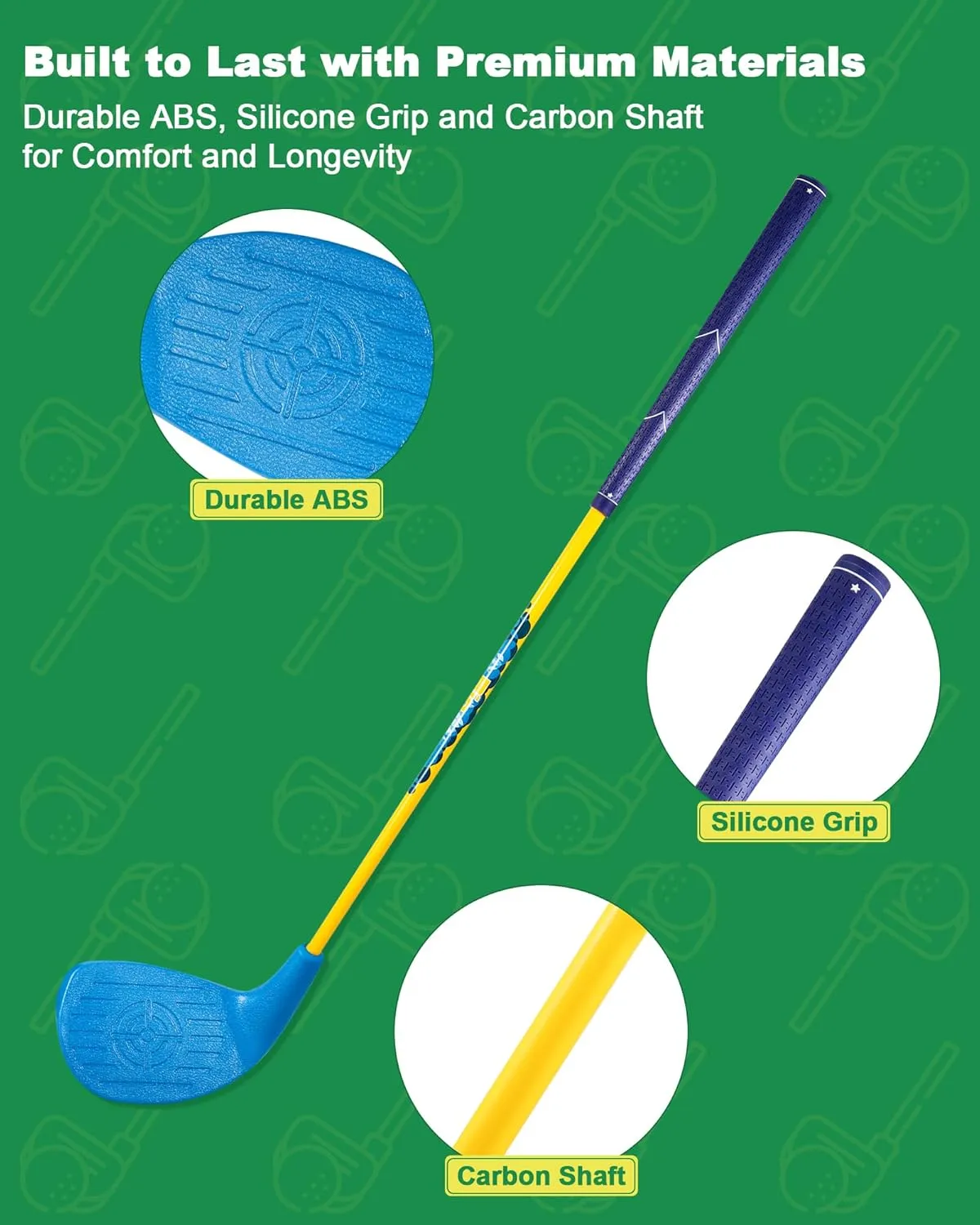 HOTWIND Backyard Golf Game Club 1 Pack with 5”x 3.5” Oversize Heads and 28” Lightweight Carbon Shaft for Kids Play Outdoor Golf Yard Game in Grass Parks and Yards Hit Plastic and Foam Balls