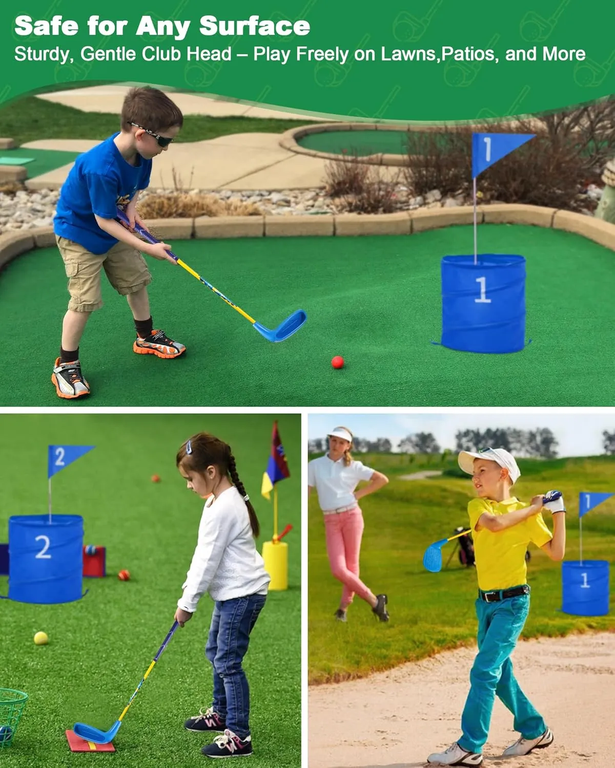 HOTWIND Backyard Golf Game Club 1 Pack with 5”x 3.5” Oversize Heads and 28” Lightweight Carbon Shaft for Kids Play Outdoor Golf Yard Game in Grass Parks and Yards Hit Plastic and Foam Balls