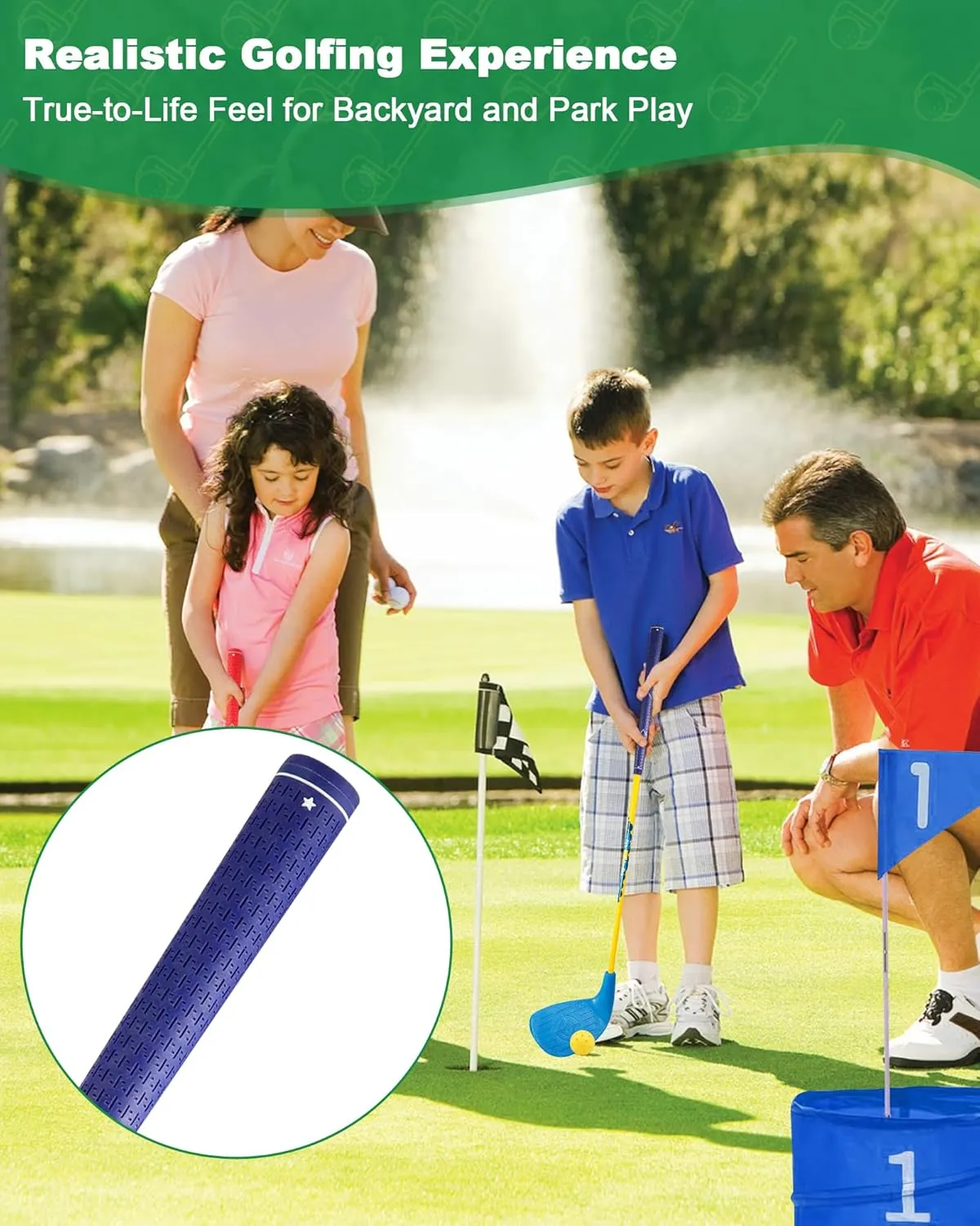 HOTWIND Backyard Golf Game Club 1 Pack with 5”x 3.5” Oversize Heads and 28” Lightweight Carbon Shaft for Kids Play Outdoor Golf Yard Game in Grass Parks and Yards Hit Plastic and Foam Balls