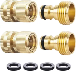 HQMPC Garden Hose Quick Connect Solid Brass Quick Connector Garden Hose Fitting Water Hose Connectors Garden Hose Disconnect 3/4 inch GHT (2Sets) (2Female 2Male) HQMPC Garden Hose Quick Connect Solid Brass Quick Connector Garden Hose Fitting Water Hose Connectors Garden Hose Disconnect 3/4 inch GHT (2Sets) (2Female 2Male)