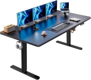 HUANUO Electric Standing Desk, 71 x 35 inch Large Height Adjustable Table, Powerful Brushless Motor, 4 Memory Preset, Sit Stand Up Desk, Home Office Computer Table with Thick T-Shaped Frame