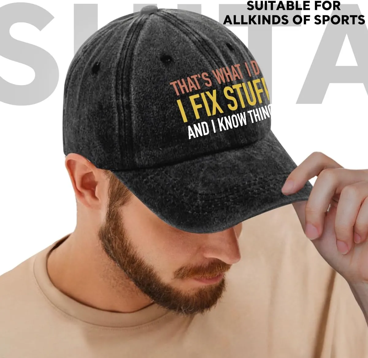 Humor Saying Adjustable Washed Cotton Baseball Cap, Funny Retro Trucker Hat Gift for Men Women Dad Husband Coworker
