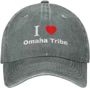 I Love Omaha Tribe Baseball Cap for Men Women Adjustable Vintage Washed Cotton Dad Hat