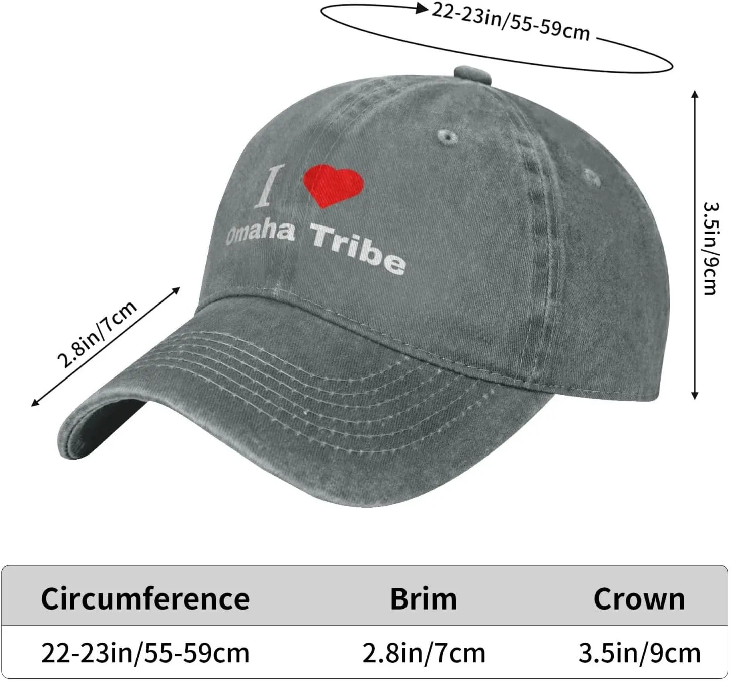 I Love Omaha Tribe Baseball Cap for Men Women Adjustable Vintage Washed Cotton Dad Hat
