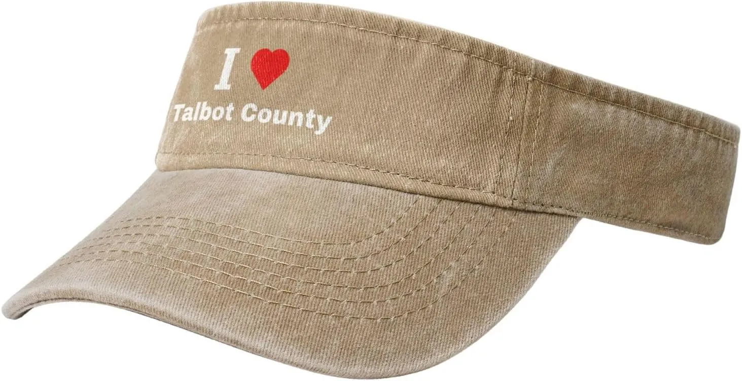 I Love Talbot County Sun Visor Hats Cotton Adjustable Sports Empty Top Baseball Cap for Women Men Golf Cap