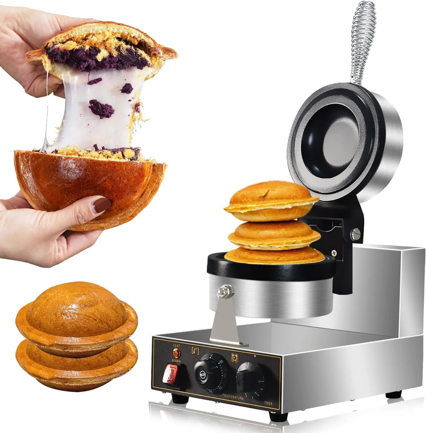 Ice Cream Burger Maker, UFO Burger Maker, Ice Cream Filling Waffle Maker, Hamburger Waffle Maker Sandwich Press, Non Coated, Household Or Commercial.
