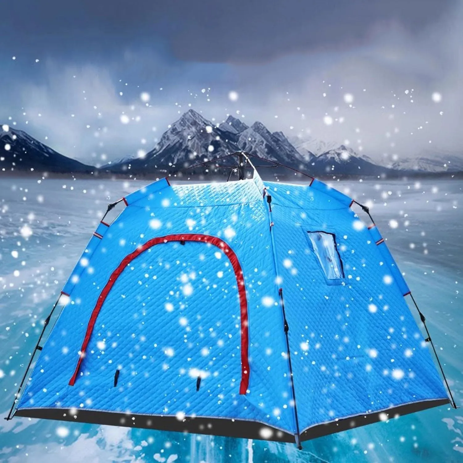ice Fishing Tent ice Fishing shelter Insulated Quickly Set Up a Cotton Winter Ice Fishing Tent, Suitable for 3-4 People(Color:1)
