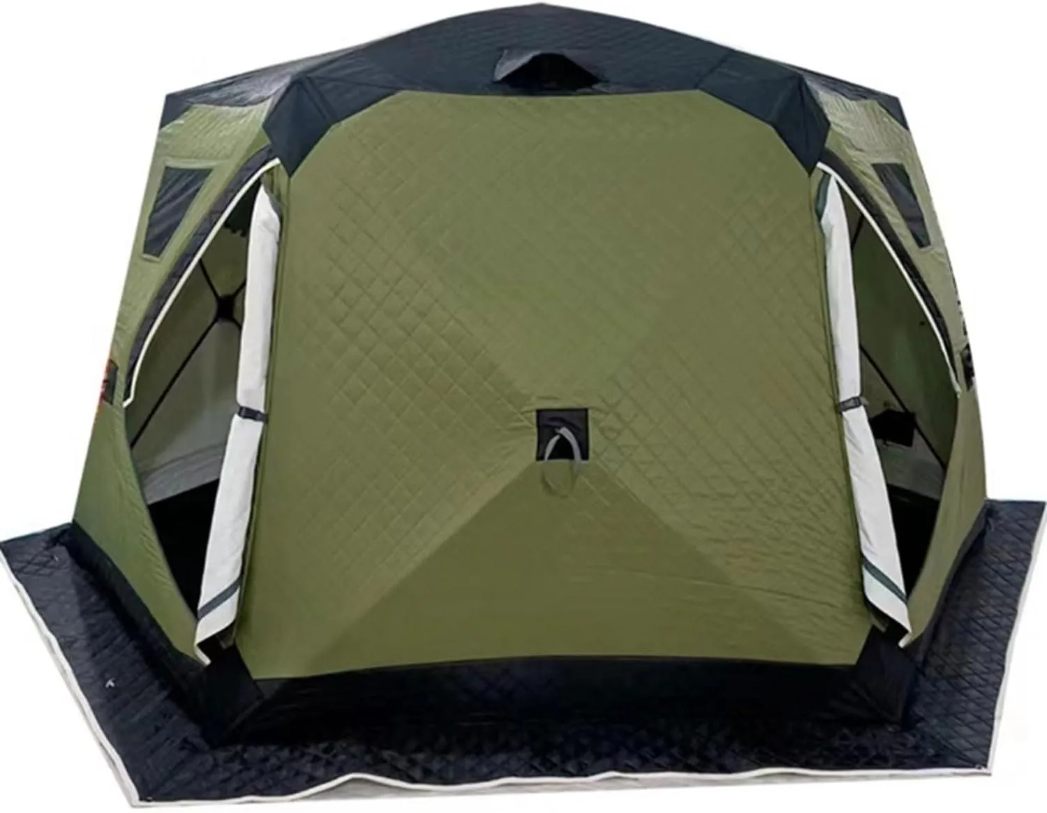 Ice Fishing Tent, Insulated 3-4 Person Portable Quick-Open Hexagonal Warm & Anti-Cold, With Chimney (Color: 4)