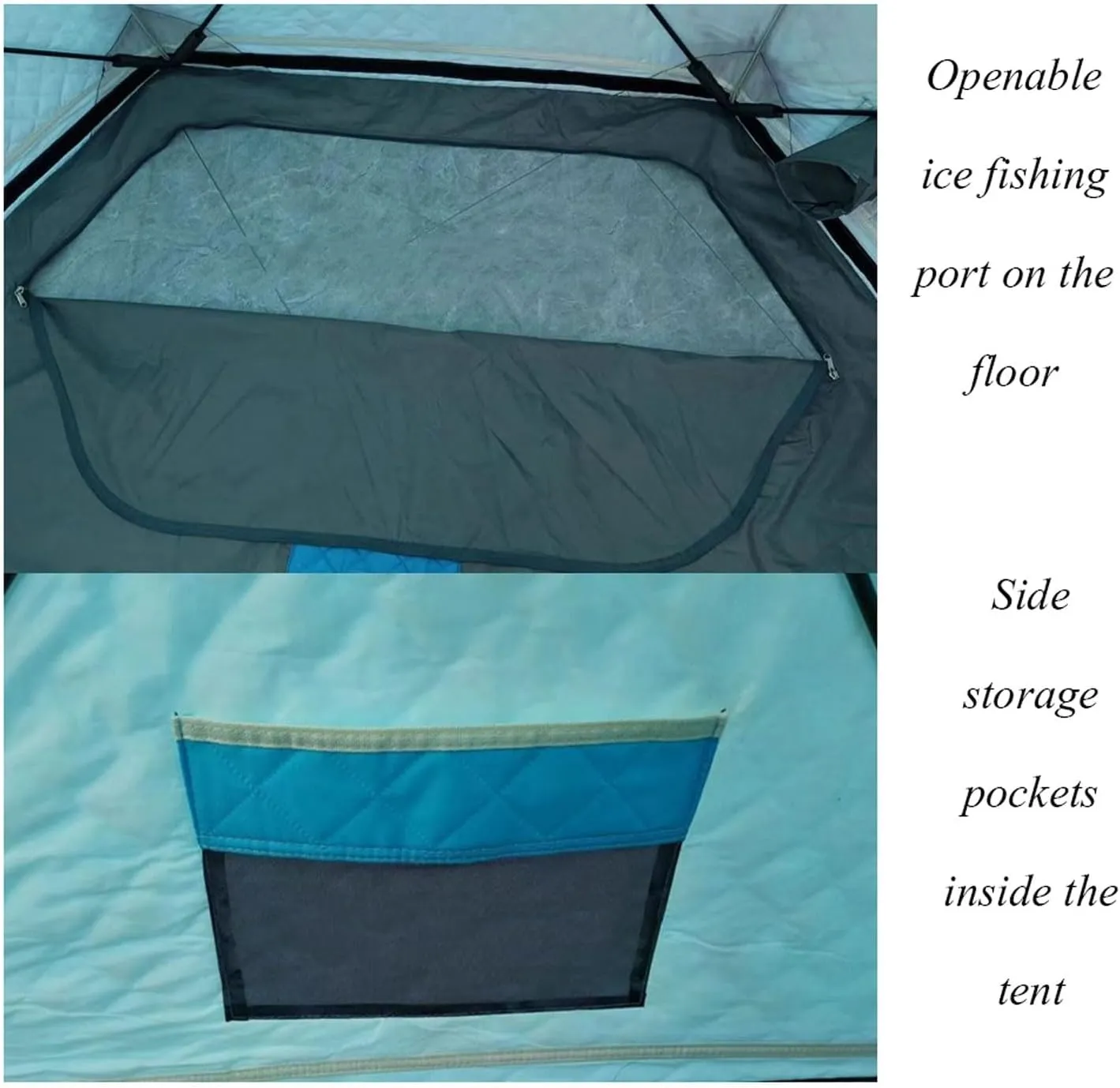 Ice Fishing Tent, Insulated 3-4 Person Portable Quick-Open Hexagonal Warm & Anti-Cold, With Chimney (Color: 4)