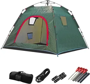 Ice Fishing Tent Pop Up 3-5 Person Ice Fishing Shelter with Carrying Bag, Ice Anchors and Windows, Portable Ice Shanty for Winter Fishing