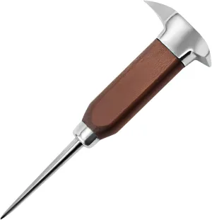 Ice Pick with Dual-End Design, Stainless Steel, Beechwood Handle, and Protective Metal Shield, 6.8 in, Rust-Resistant