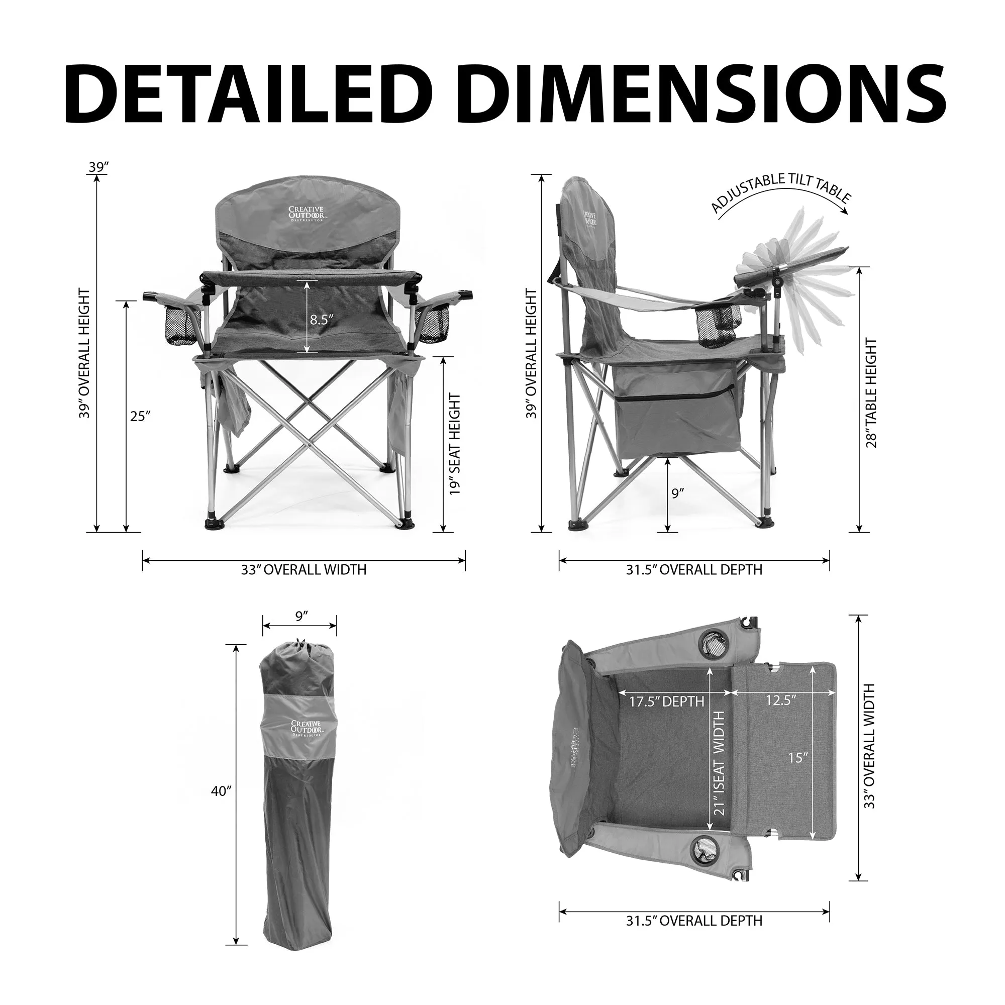 iChair Folding Wine Chair with Adjustable Table - Earth Diamond