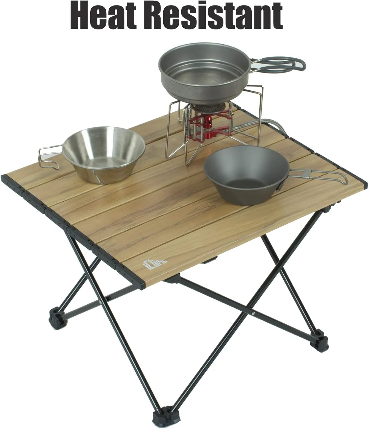 iClimb Ultralight Compact Camping Folding Table with Carry Bag (Nature- S)