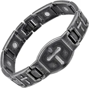 iHeartDogs The Hero Company Magnetic Bracelet for Men - 'for The Fallen' Arlington Magnetic Stainless Steel Men's Cross Christian Bracelet