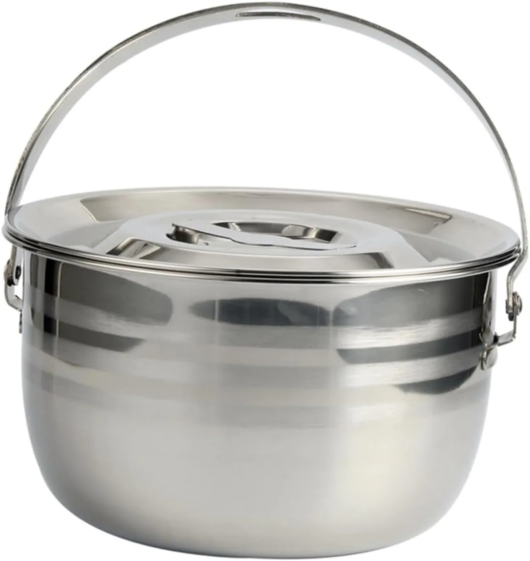 IMIKEYA Camping Pot for Fire Large Capacity Soup Pot Non-Stick Easy Clean Stainless Steel