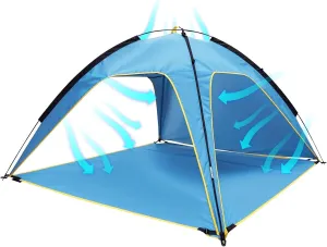 iMounTEK Beach Tent Outdoor UPF50  Tent Canopy for 4-6 Person with 3 Door Openings Carrying Bag Waterproof Easy Setup for Beach Picnic Camping Hiking Adventure Fishing