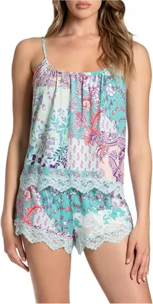In Bloom by Jonquil Camisole & Shorts Pajama Set - Large Green