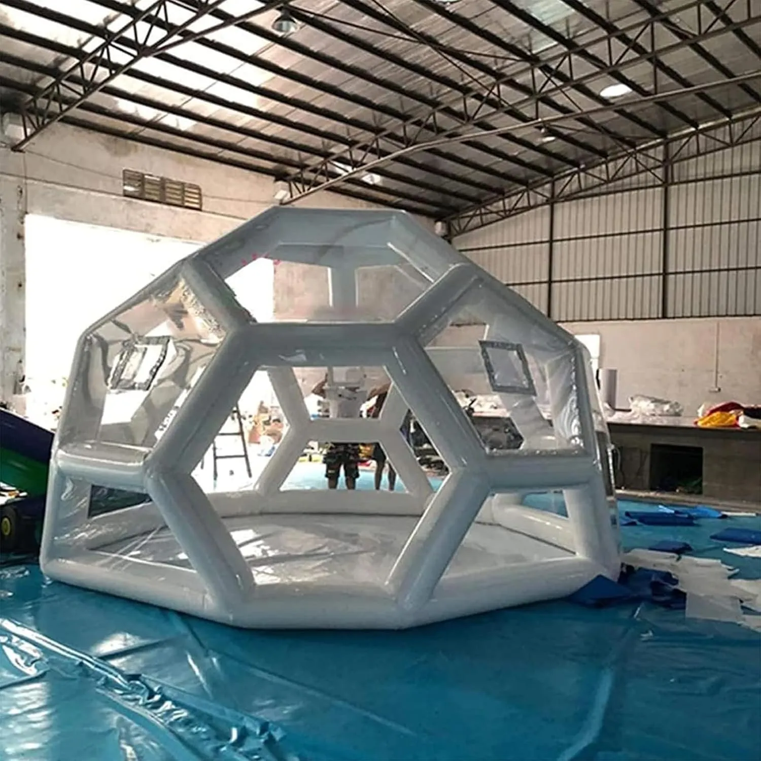 Inflatable Bubble Dome Tent 360°Transparent Camping Tent Large Outdoor Tents with Air Blower Inflatable Tent with Single Tunnel for Camping Backyard Family Tents, 4M
