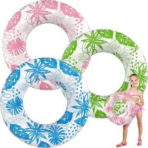 Inflatable Swim Tube Set - 2 Pack 90cm (35") Pool Floats, Durable Water Rings for Beach & Party (Blue   Green)